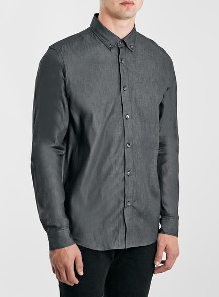 Topman Mens Blue Wincer And Plant Denim Shirt