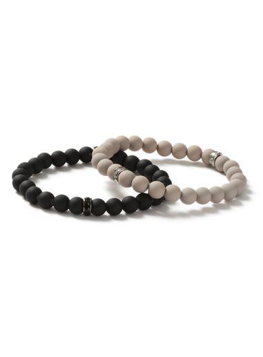 Topman Mens Multi Grey And Black Rubberised Bracelet 2 Pack*