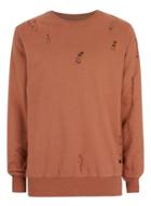 Topman Mens Red Criminal Damage Rust Distressed Sweatshirt*