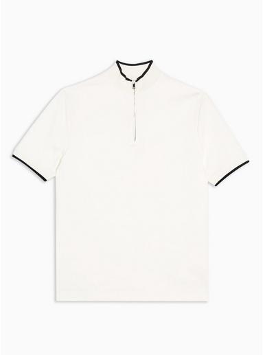 Topman Mens Topman Premium White Zip Neck T-shirt