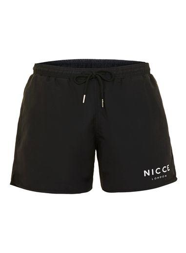 Topman Mens Nicce Black Logo Swim Shorts