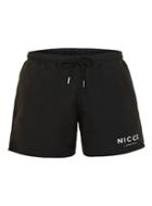 Topman Mens Nicce Black Logo Swim Shorts