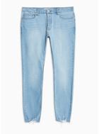 Topman Mens Grey Mid Wash Raw Hem Stretch Skinny Jeans