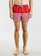Topman Mens Red Breton Stripe Swim Shorts