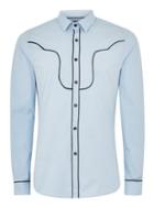 Topman Mens Light Blue Western Long Sleeve Shirt