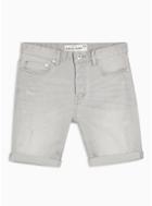 Topman Mens Light Grey Skinny Denim Shorts