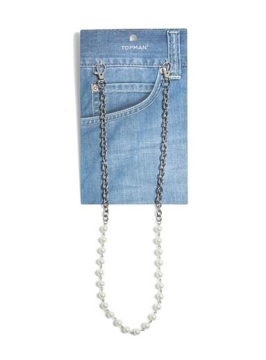 Topman Mens Silver Pearl Wallet Chain*