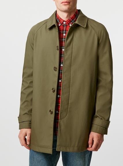 Topman Mens Khaki Single Breasted Mac