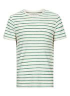 Topman Mens Selected Homme Off White And Green Stripe T-shirt