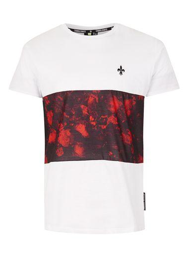 Topman Mens Red Criminal Damage White Flower Panel T-shirt*