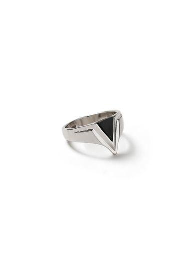 Topman Mens Black Silver Point Ring*