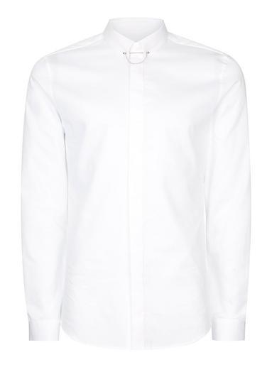 Topman Mens White Egyptian Cotton Long Sleeve Shirt
