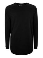 Topman Mens Black Zip Hem Longline T-shirt