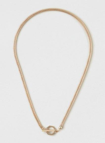 Topman Mens Metallic Hexagon Loop Necklace