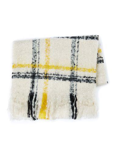 Topman Mens White Cream Check Boucle Textured Scarf