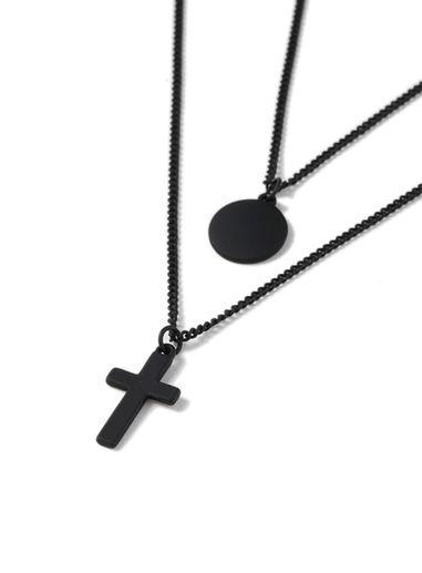 Topman Mens Black Pendant Multi Necklace*