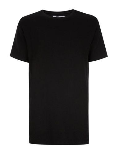 Topman Mens Black Ottoman Textured Longline T-shirt