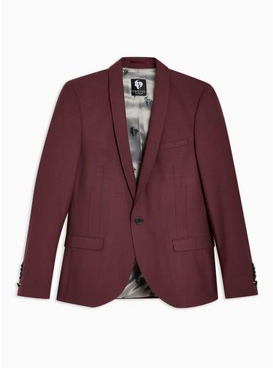 Topman Mens Red Twisted Tailor Burgundy 'ellroy' Blazer