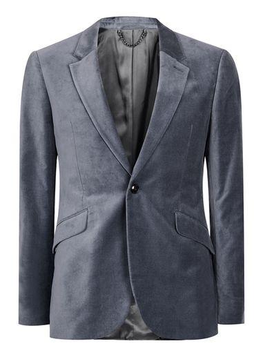 Topman Mens Grey Velvet Blazer