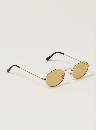 Topman Mens Silver Gold And Yellow Oval Sunglasses