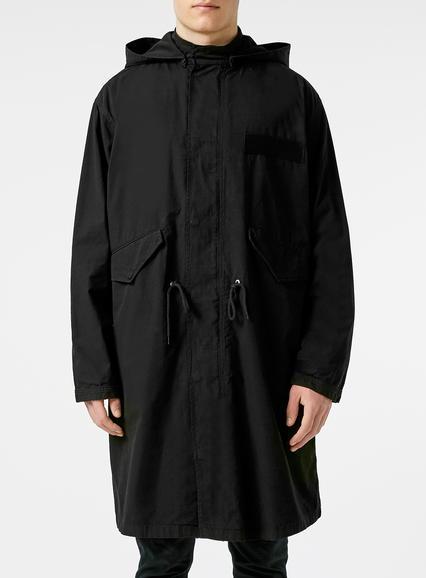 Topman Mens Black Military Cotton Parka