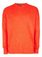 Topman Mens Orange Ribbed Drop Shoulder Sweater