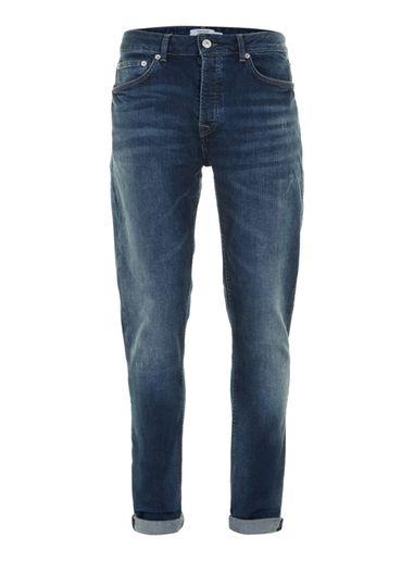 Topman Mens Blue Dark Washed Stretch Slim Jeans