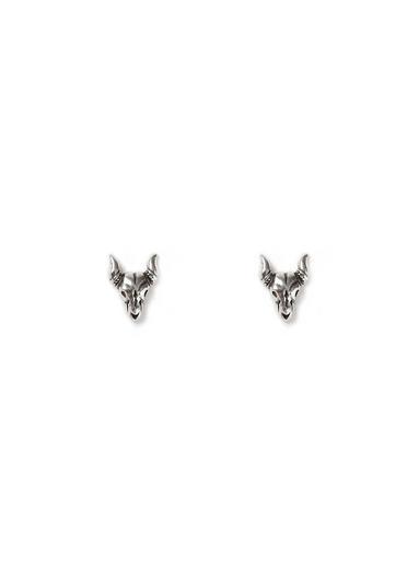 Topman Mens Sterling Silver Skull Earrings