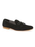 Topman Mens Black Faux Suede Tassel Loop Loafers