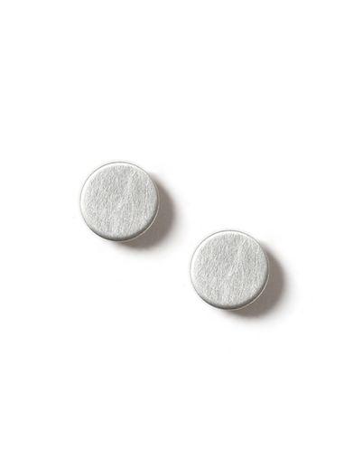 Topman Mens Black Brushed Silver Look Flat Disk Stud Earrings*