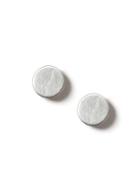 Topman Mens Black Brushed Silver Look Flat Disk Stud Earrings*