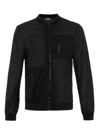 Topman Black Mesh Bomber Sweatshirt