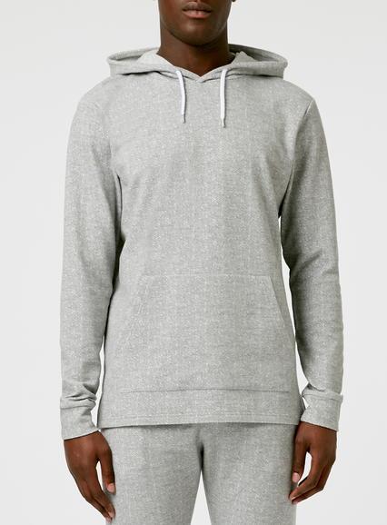 Topman Mens Mid Grey Grey Textured Hoodie
