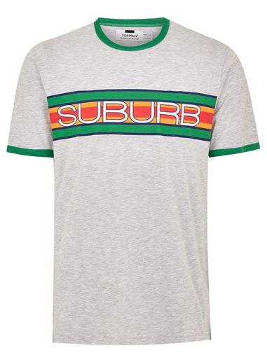 Topman Mens Grey Gray 'suburb' T-shirt