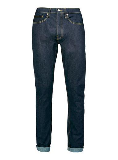 Topman Mens Blue Indigo Raw Stretch Slim Jeans