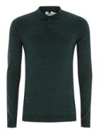 Topman Mens Green. Teal And Black Muscle Knitted Polo