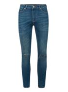 Topman Mens Mid Wash Blue Ripped Spray On Skinny Jeans