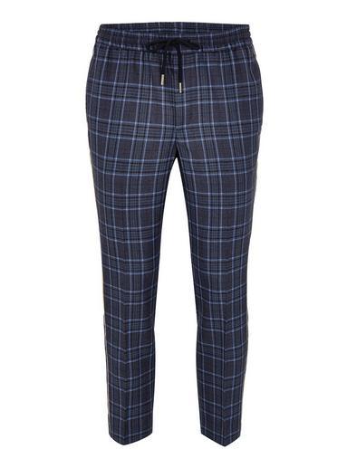 Topman Mens Blue Tonal Check Smart Joggers With Reverse Check Side Panel