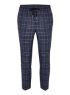 Topman Mens Blue Tonal Check Smart Joggers With Reverse Check Side Panel