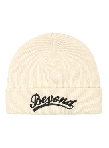 Topman Mens Off White Embroidered Beyond Slogan Beanie Hat