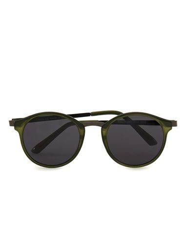 Topman Mens Green Round Framed Sunglasses