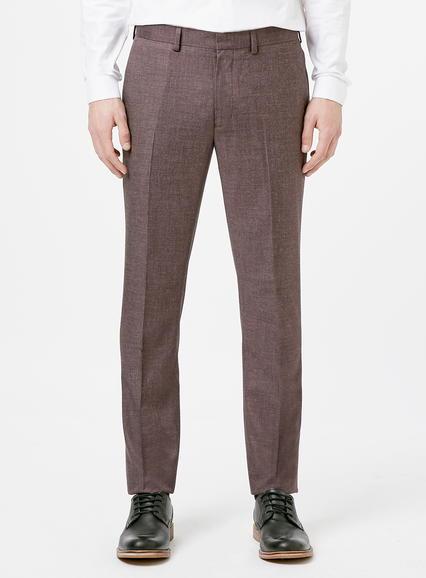 Topman Mens Red Burgundy Crosshatch Skinny Fit Suit Trousers