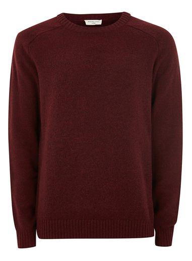 Topman Mens Selected Homme Red Coban Wool Sweater