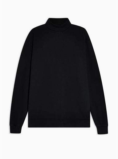 Topman Mens Black Roll Neck Sweatshirt