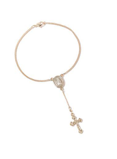 Topman Mens Gold Cross Drop Bracelet*