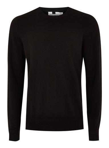 Topman Mens Black Hem Stitch Sweater