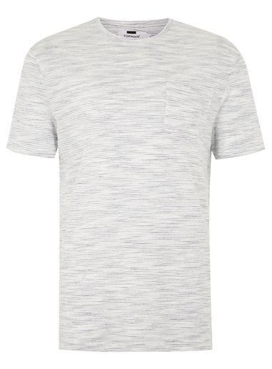 Topman Mens Blue Textured Chest Pocket T-shirt