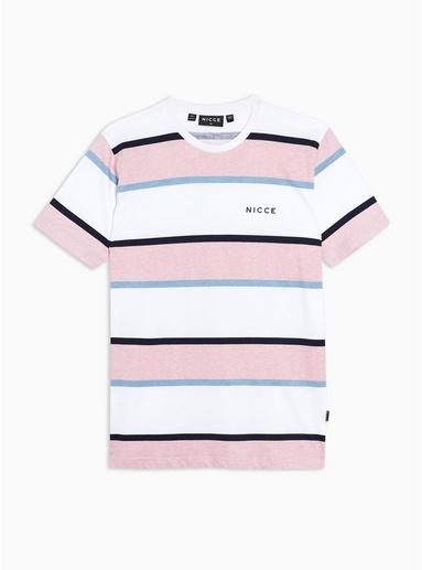Nicce Mens Pink Nicce Multicoloured Stripe Column T-shirt