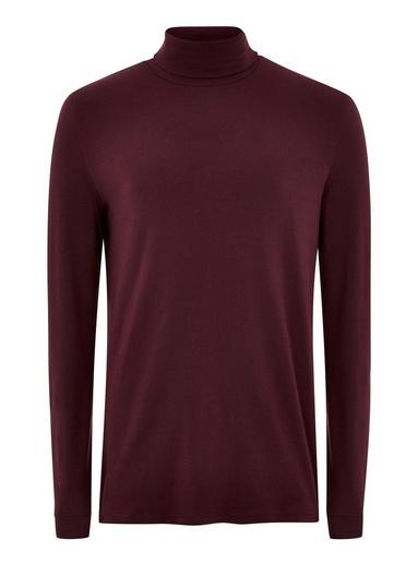 Topman Mens Red Burgundy Roll Neck T-shirt