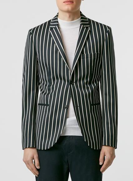 Topman Mens Blue Navy Stripe Skinny Fit Blazer
